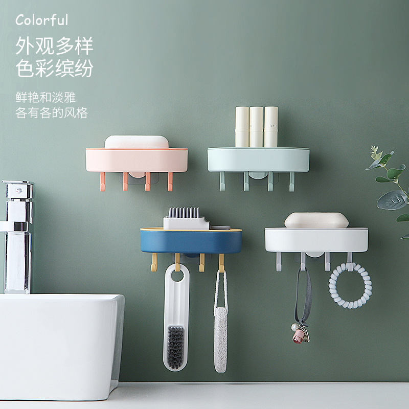 Hanging Fat Soap Box with Hook Two-Color Soap Box Soap Box Wall-Mounted Soap Box Punch-Free Seamless Soap Holder