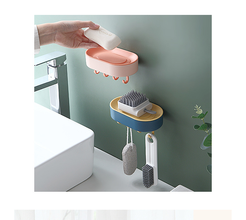 Hanging Fat Soap Box with Hook Two-Color Soap Box Soap Box Wall-Mounted Soap Box Punch-Free Seamless Soap Holder Hanging Fat Soap Box with Hook Two-Color Soap Box Soap Box Wall-Mounted Soap Box Punch-Free Seamless Soap Holder