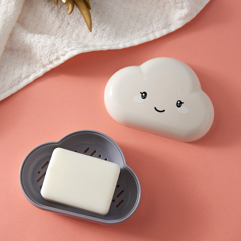Creative Cartoon Cute Cloud Fat Soap Box Household Toilet Drain Soap Box Soap Box with Lid Soap Holder Double Soap Box Soap Box