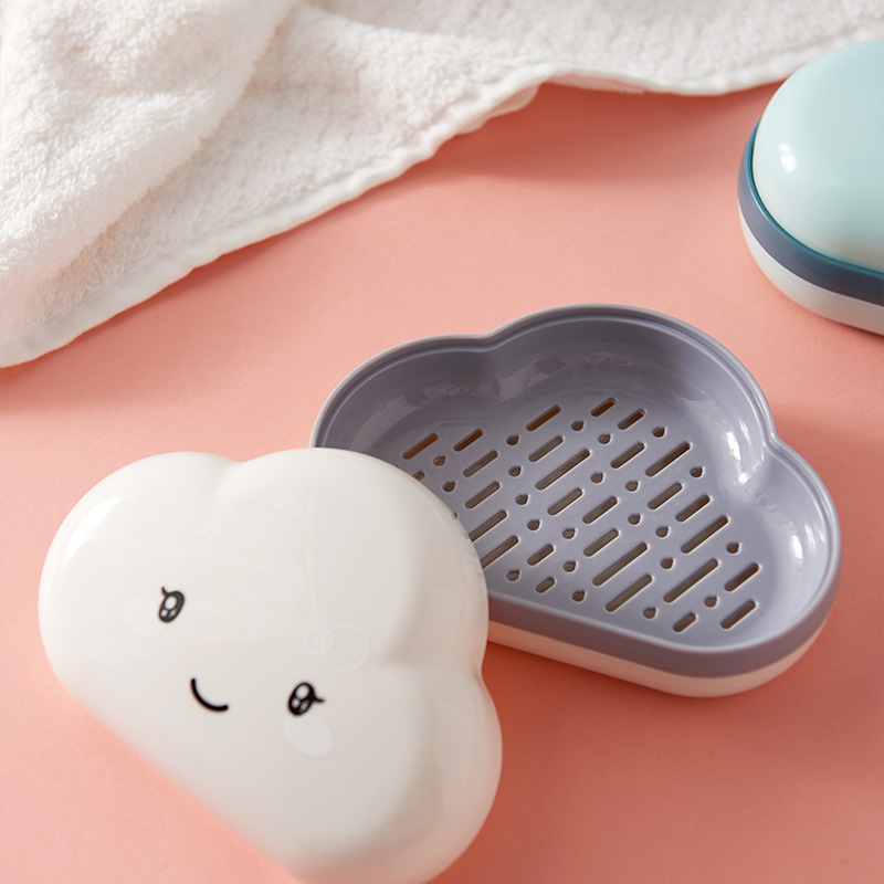 Creative Cartoon Cute Cloud Fat Soap Box Household Toilet Drain Soap Box Soap Box with Lid Soap Holder Double Soap Box Soap Box