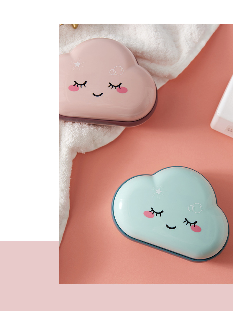 Creative Cartoon Cute Cloud Fat Soap Box Household Toilet Drain Soap Box Soap Box with Lid Soap Holder Double Soap Box Soap Box