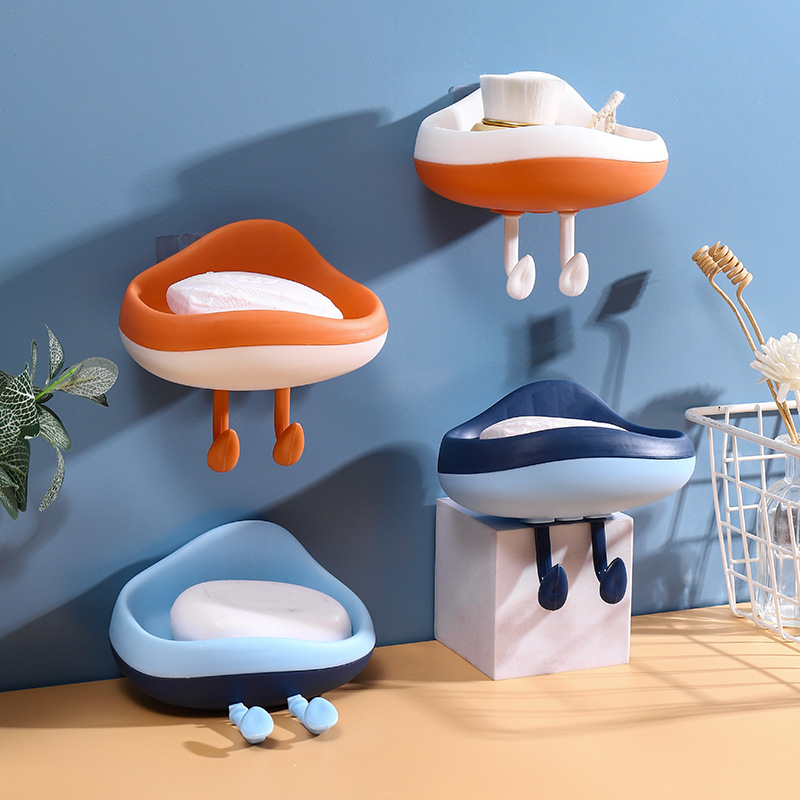 Cloud-Shaped Wall Hanging Drain Soap Box Home Bathroom Punch-Free Creative Cartoon with Hook Soap Box Holder