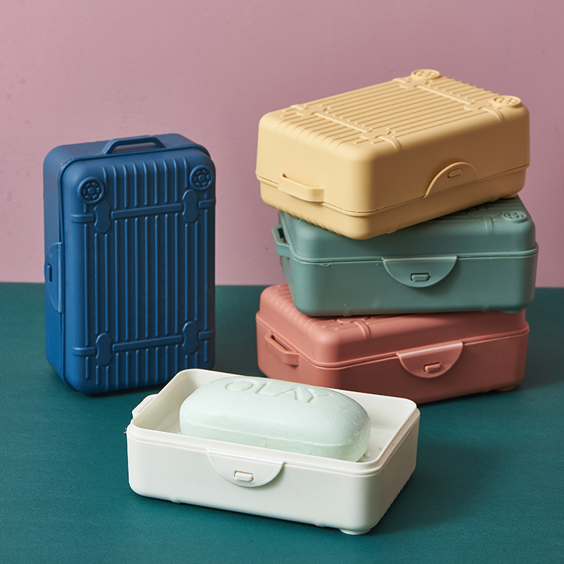 Creative Portable Luggage Soap Box Travel Double Layer Waterproof Soap Dish Plastic Drain Handmade Soap Storage Box