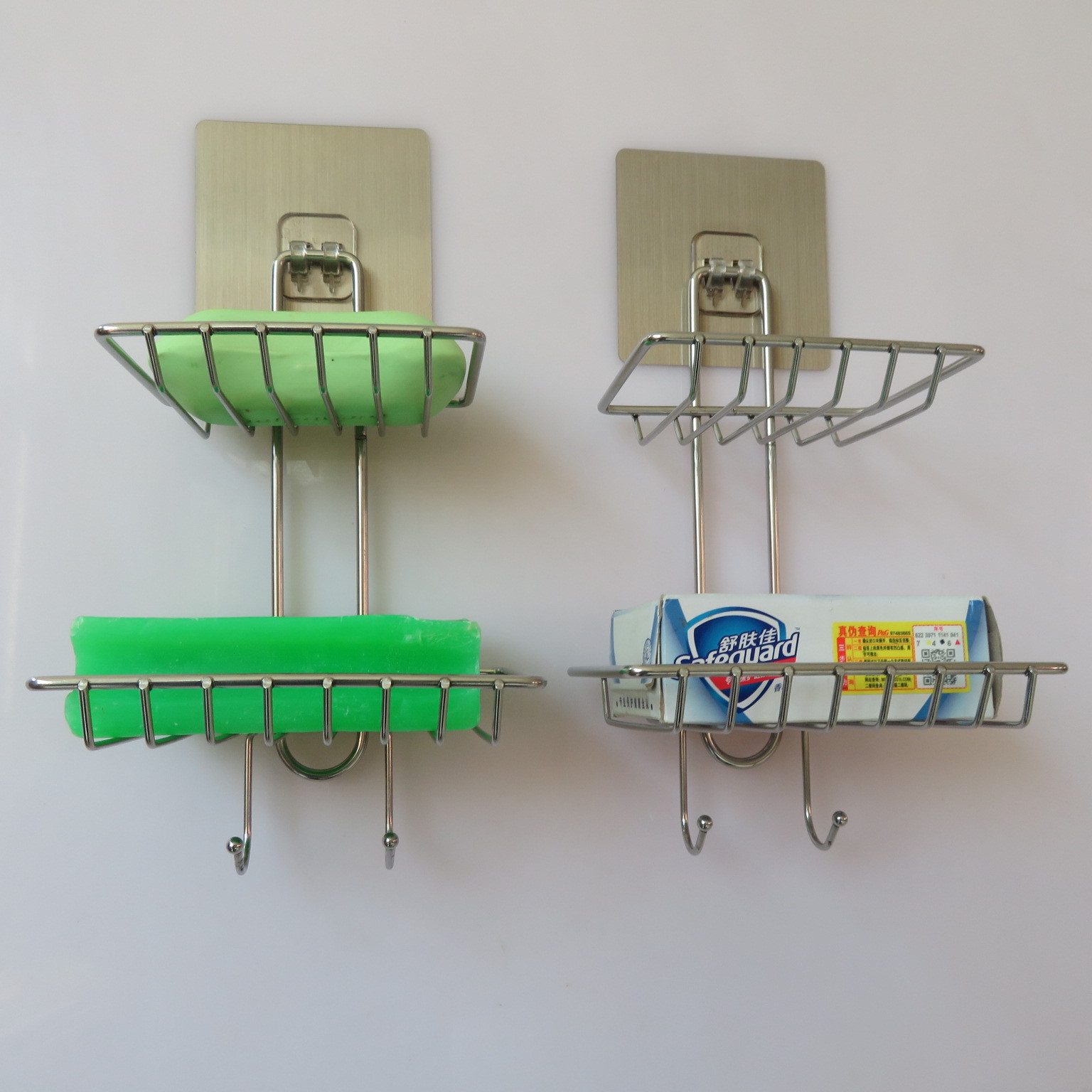 Stainless steel double soap box with hook, toilet creative Stainless steel double soap box soap box