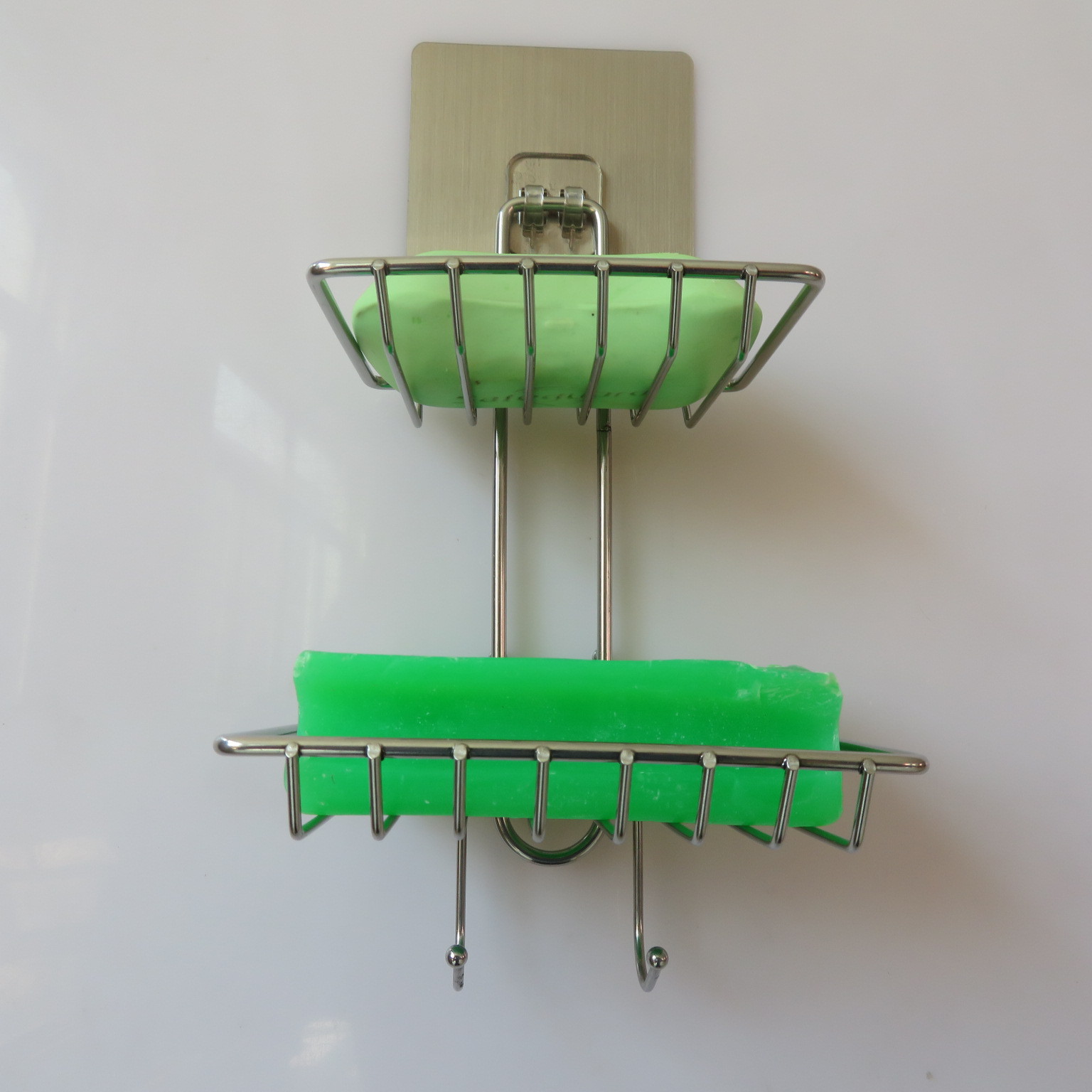 Stainless steel double soap box with hook, toilet creative Stainless steel double soap box soap box