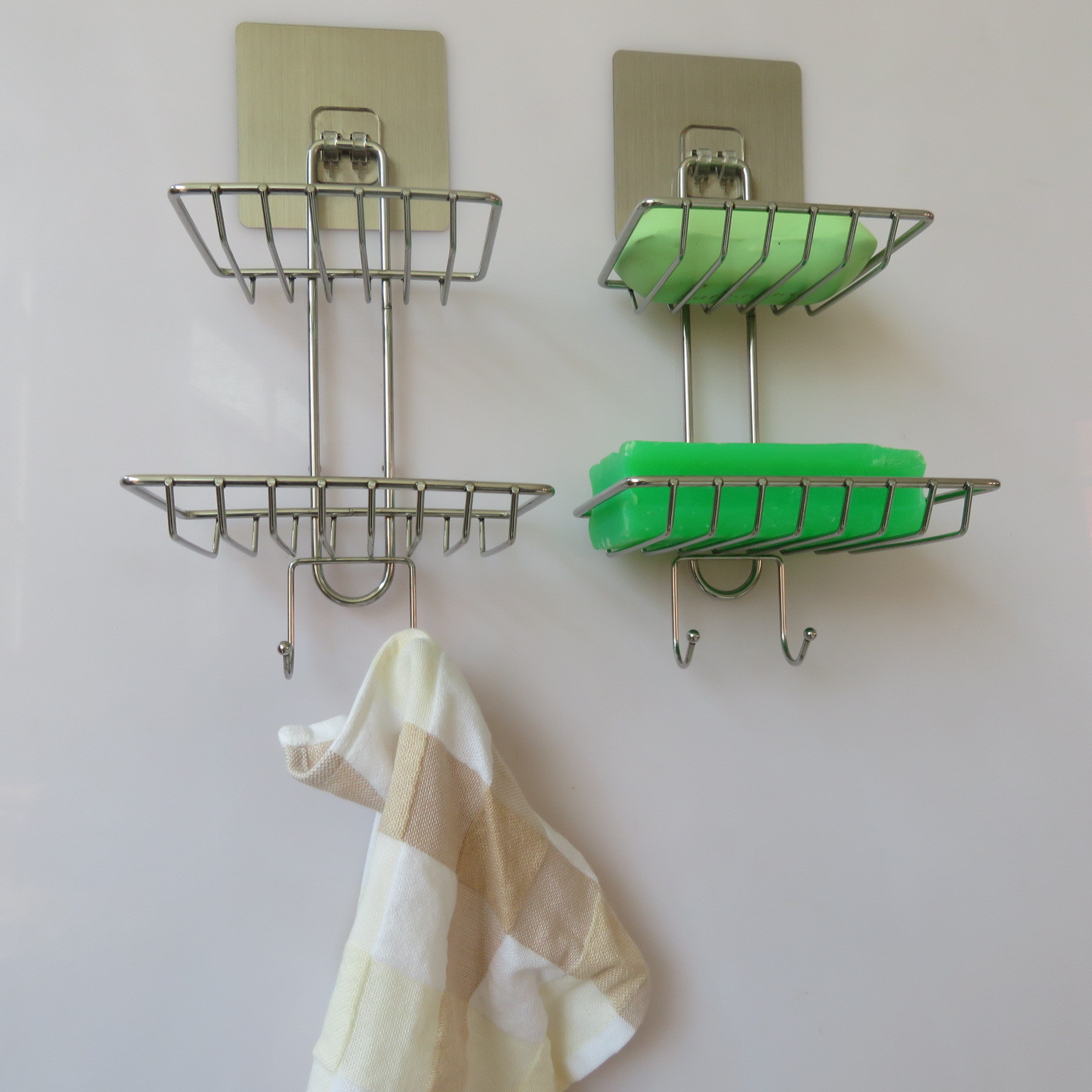 Stainless steel double soap box with hook, toilet creative Stainless steel double soap box soap box