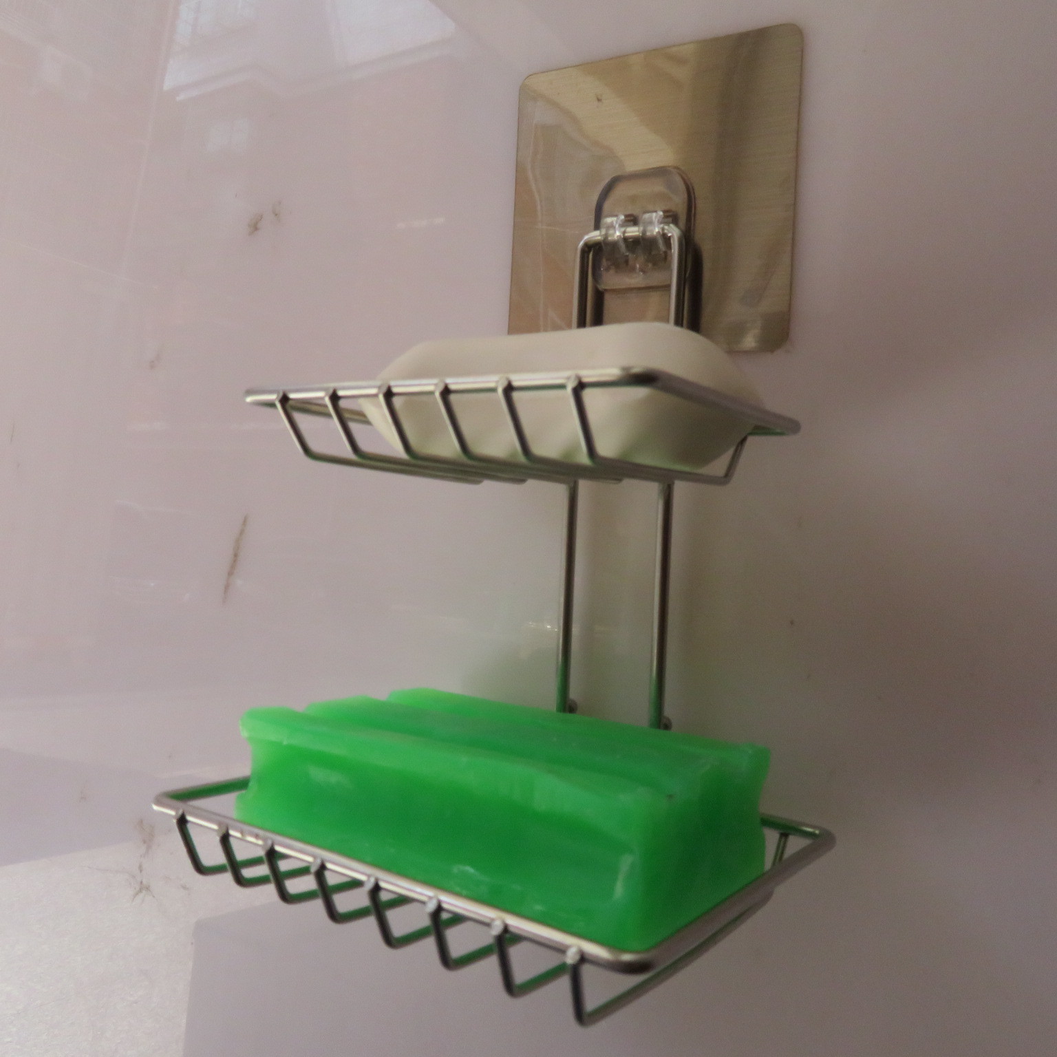 Stainless steel double soap box with hook, toilet creative Stainless steel double soap box soap box