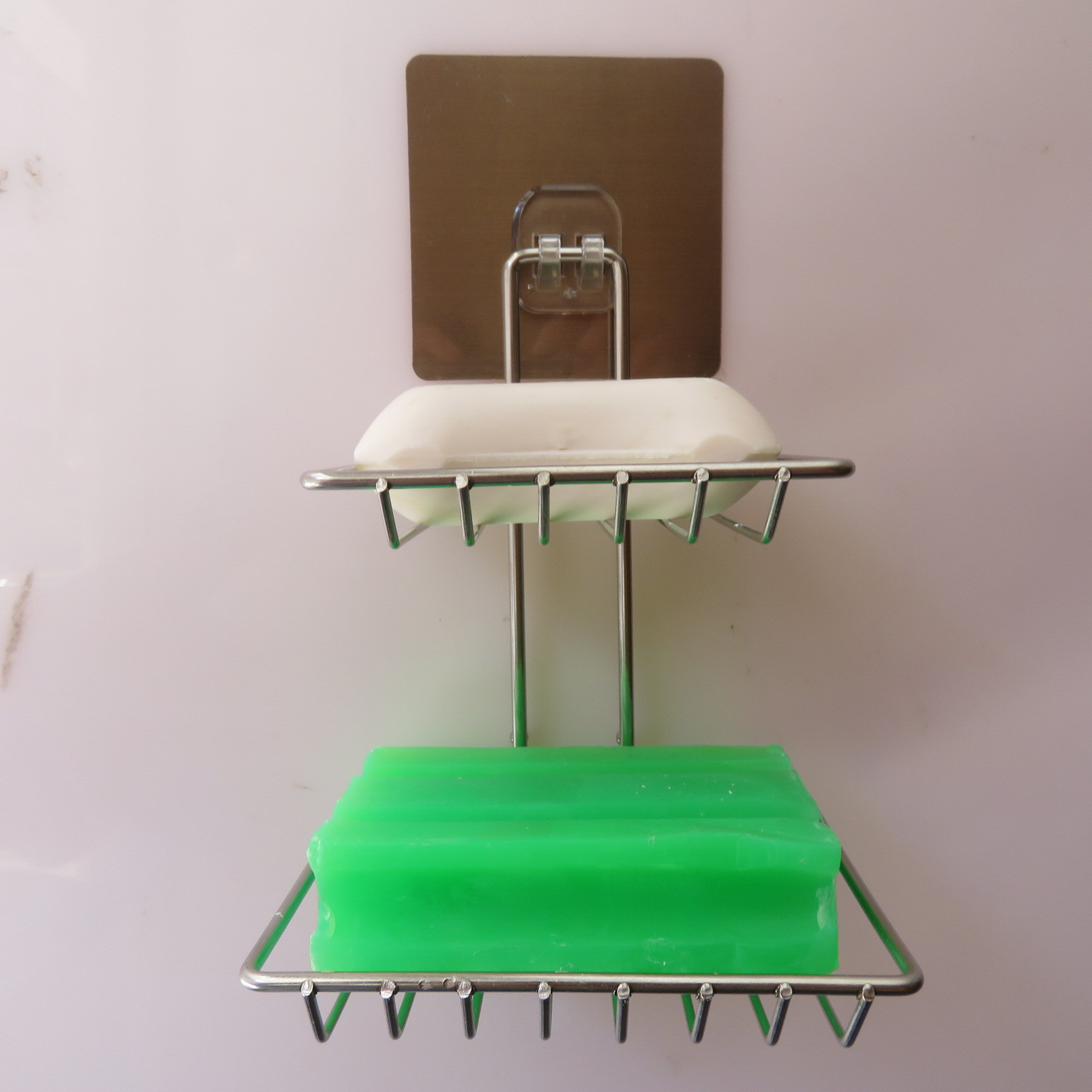 Stainless steel double soap box with hook, toilet creative Stainless steel double soap box soap box