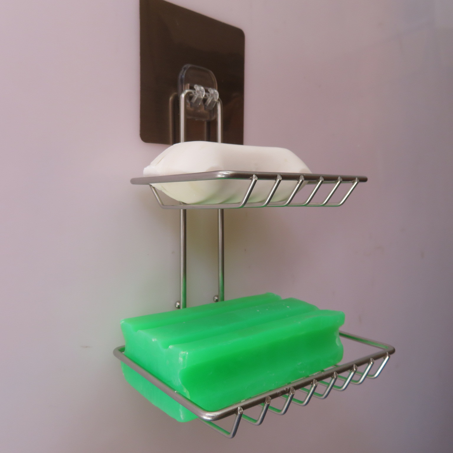 Stainless steel double soap box with hook, toilet creative Stainless steel double soap box soap box