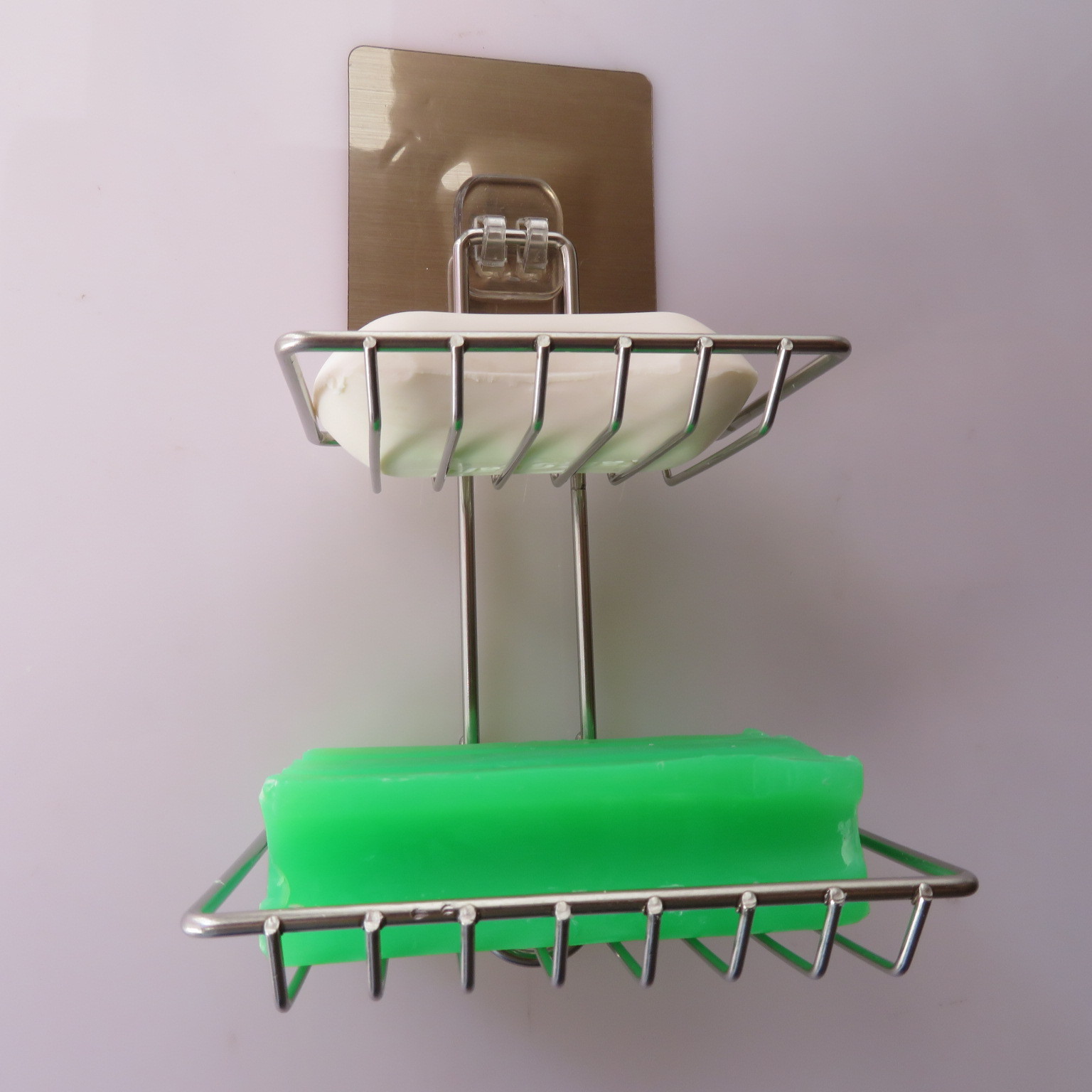 Stainless steel double soap box with hook, toilet creative Stainless steel double soap box soap box
