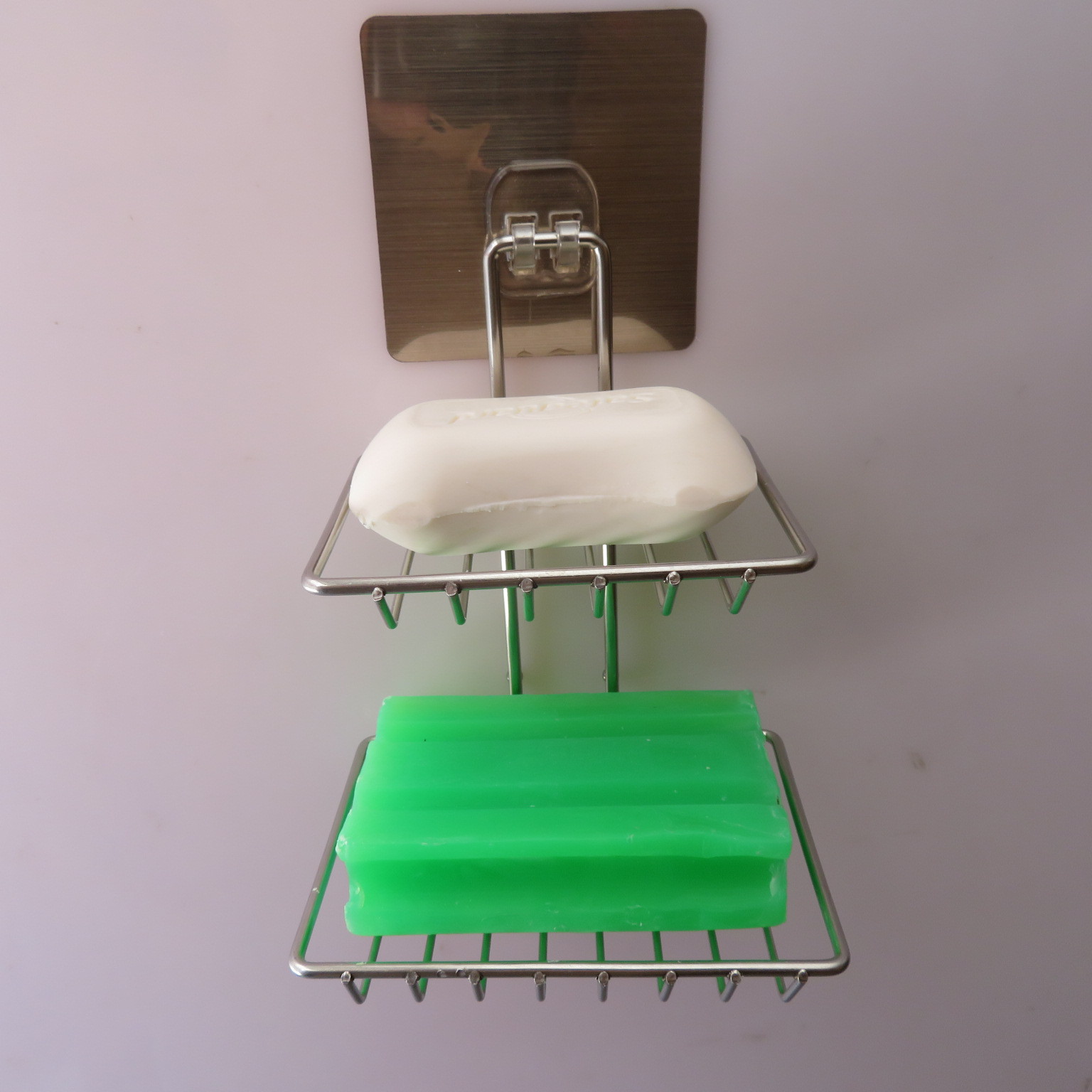 Stainless steel double soap box with hook, toilet creative Stainless steel double soap box soap box