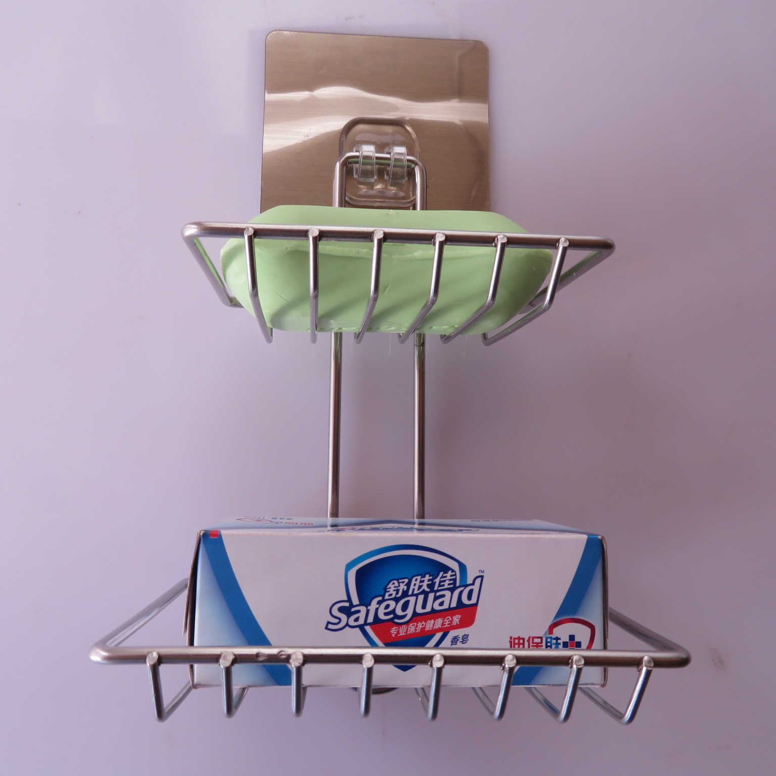 Stainless steel double soap box with hook, toilet creative Stainless steel double soap box soap box