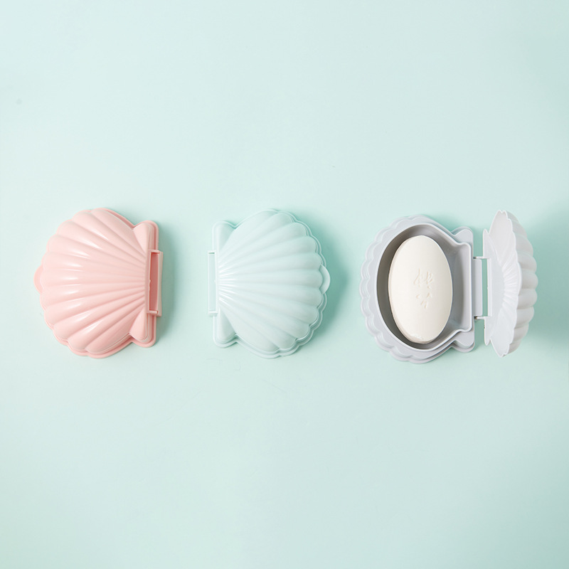 New Household Shell Plastic Soap Dish Flip Drain Soap Box Bathroom Waterproof Handmade Soap Storage Box