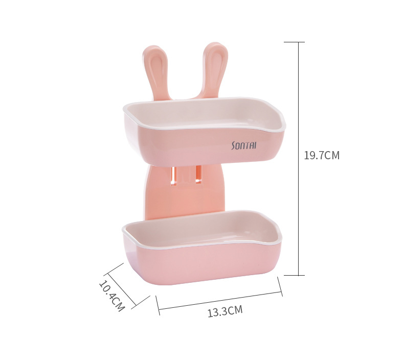 Fashion Creative Little Bunny Double-Layer Soap Box Simple and Convenient Punch-Free No Trace Stickers Home Bathroom Soap Dish Soap Box Fashion Creative Little Bunny Double-Layer Soap Box Simple and Convenient Punch-Free No Trace Stickers Home Bathroom Soap Dish Soap Box
