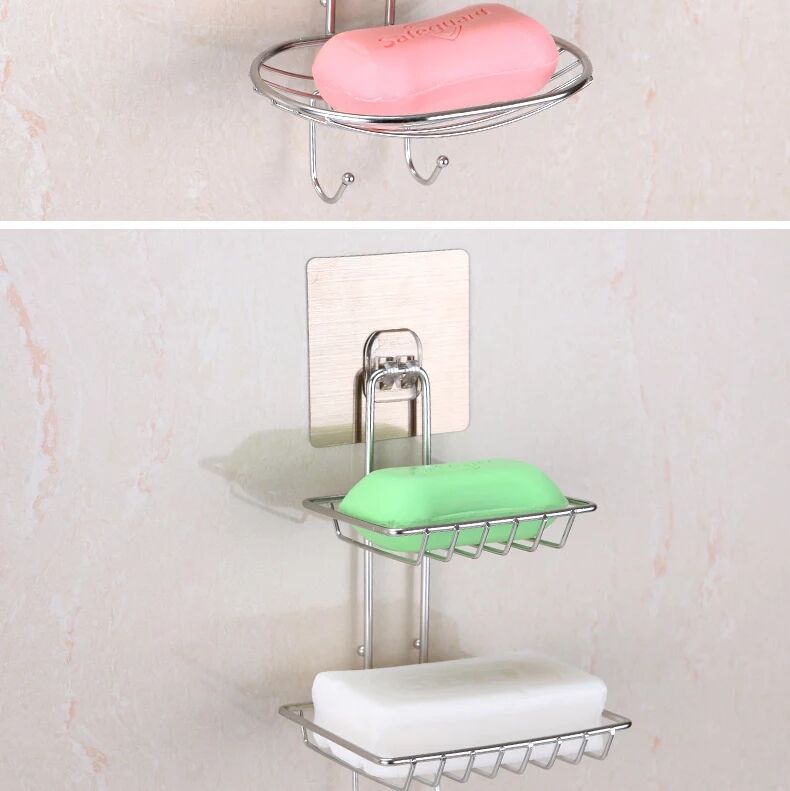 Non - perforated stainless steel double layer seamless soap box strongly adhere to the square of soap box new products