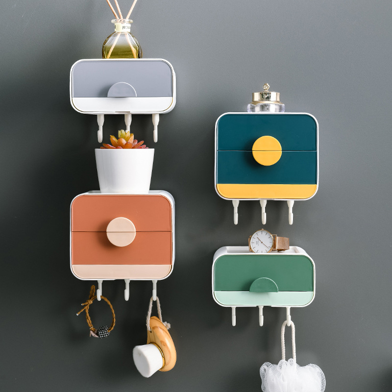 Non - trace adsorption double soap box asphalt shelf wall hanging bathroom toilet soap box soap box jewelry box