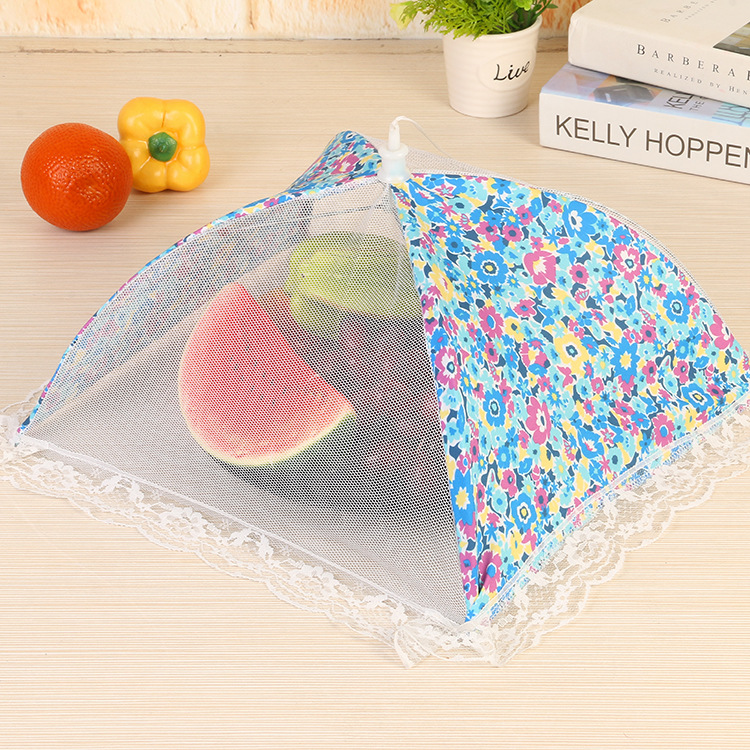 [Customized] 12-Inch Floral Encryption Folding Square Table Cover Anti-Fly Cover Dish Cover Food Cover