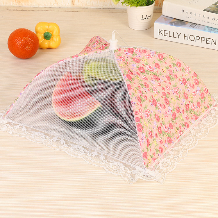 [Customized] 12-Inch Floral Encryption Folding Square Table Cover Anti-Fly Cover Dish Cover Food Cover