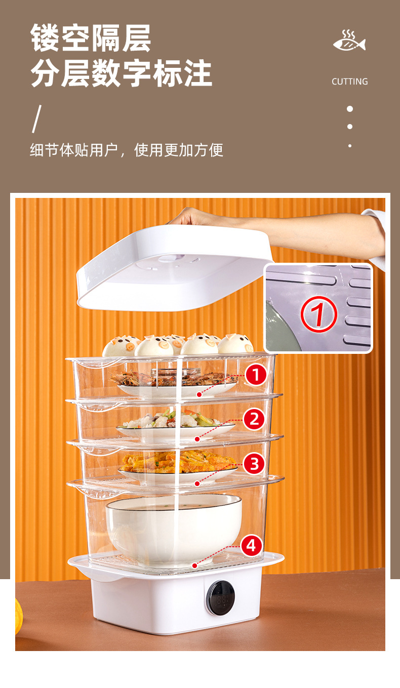 Cover Temperature Display Food Storage Foldable Dustproof Household Dish Cover Heating MultiLayer Leftovers Cover