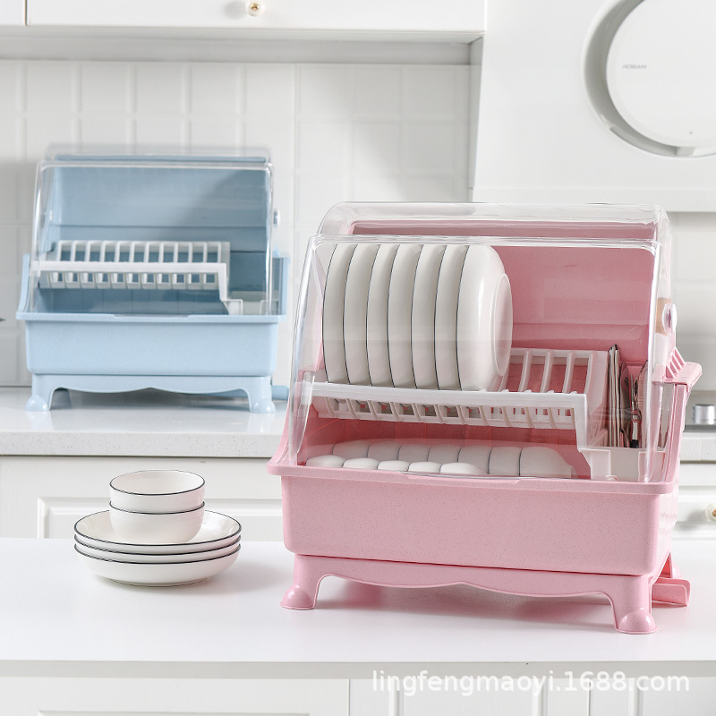 Kitchen Tableware Storage Box Bowl Drain with Cover Mini Bowl Cabinet Tableware Household Multi-Functional Dish Rack