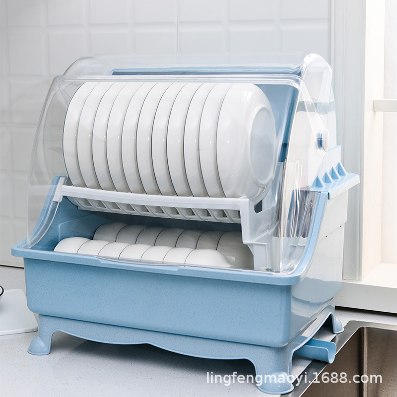Kitchen Tableware Storage Box Bowl Drain with Cover Mini Bowl Cabinet Tableware Household Multi-Functional Dish Rack
