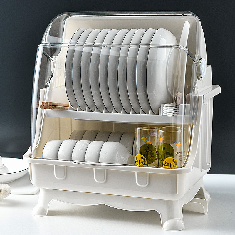 Kitchen Tableware Storage Box Bowl Drain with Cover Mini Bowl Cabinet Tableware Household Multi-Functional Dish Rack