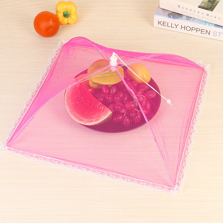 Factory Direct Sales Anti-Fly Table Cover Lace Square Folding Dish Cover Food Cover Meal Cover Kitchen Supplies