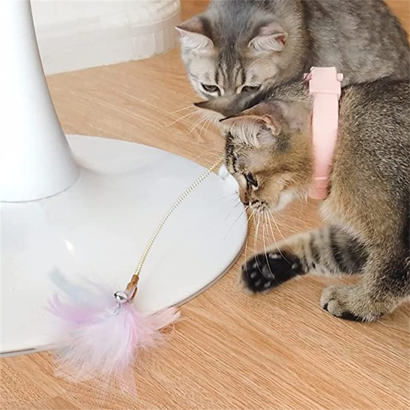 Cross-Border New Arrival Pet Cat Toy Self-Hi with Bell Cat Playing Rod Silicone Spring Rod Feather Can Be Tied Feet Table Legs