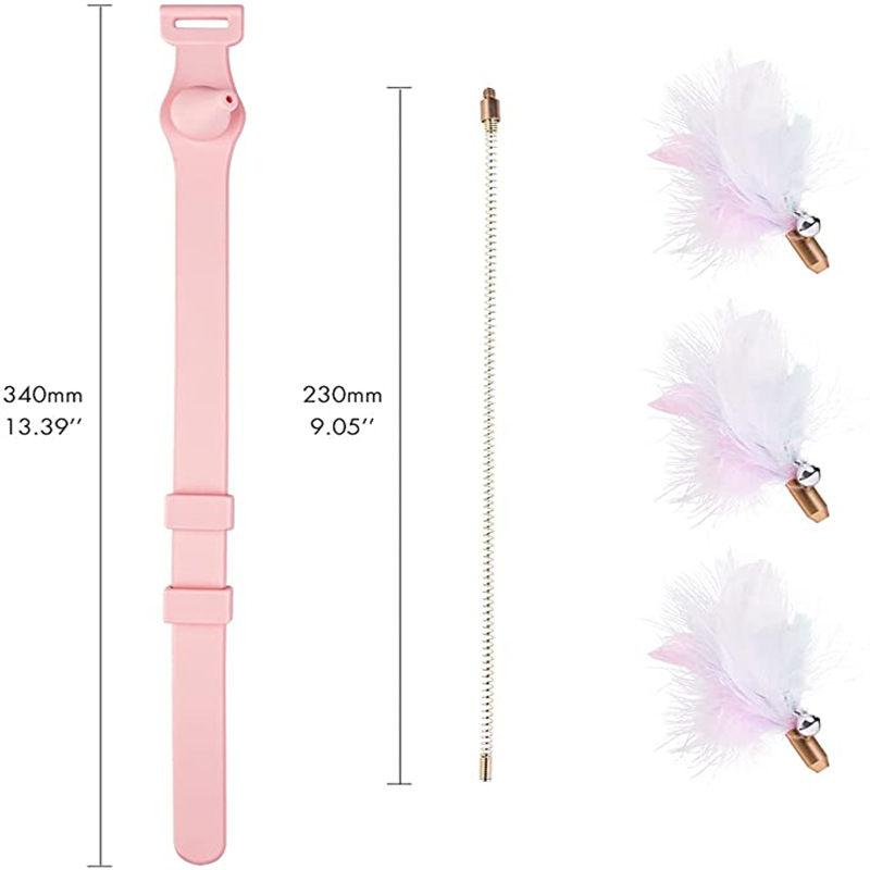 Cross-Border New Arrival Pet Cat Toy Self-Hi with Bell Cat Playing Rod Silicone Spring Rod Feather Can Be Tied Feet Table Legs