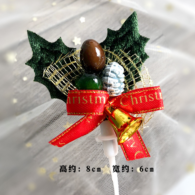 Christmas Cake Plug-in Christmas Tree Cake Decoration Card Arrangement Garland Pine Cone Bell Party Dessert Table