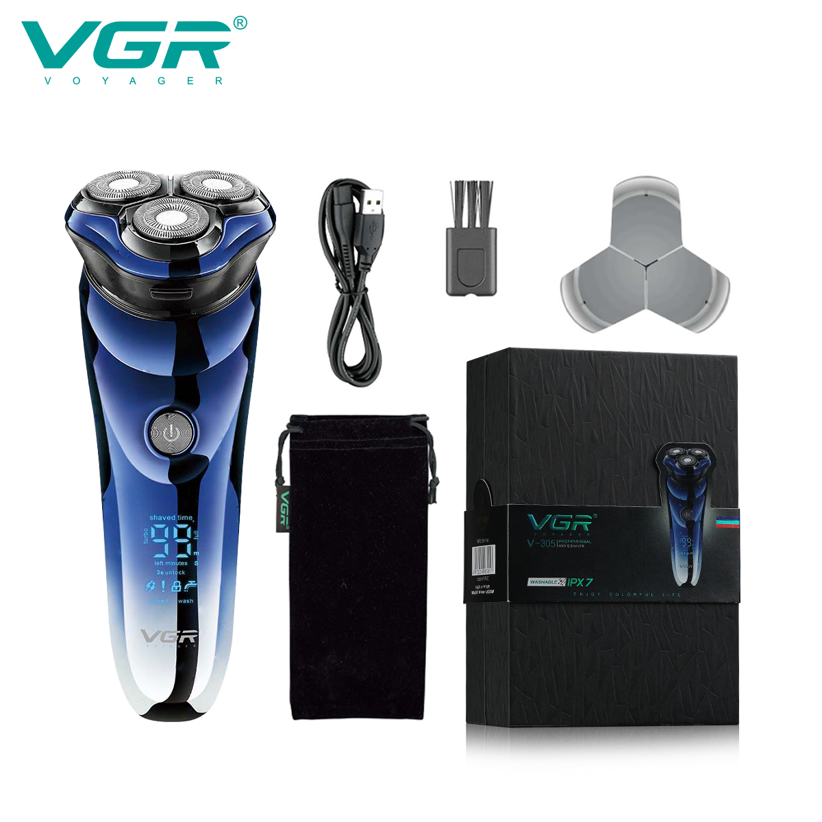 VGR V-305 washable shaver waterproof IPX7 for men electric beard razor VGR V-305 washable shaver waterproof IPX7 for men electric beard razor
