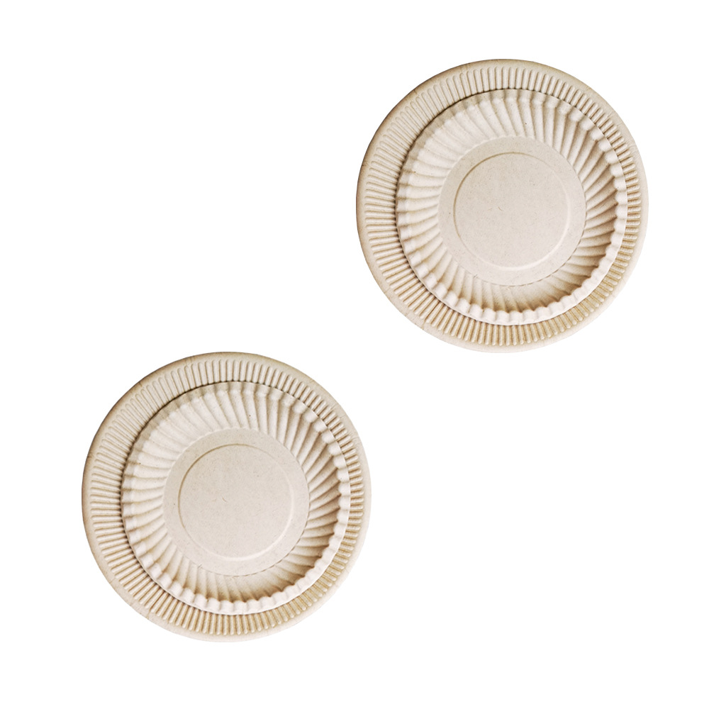 6-Inch Sugarcane Pulp Tableware Fluorine-Free Full Degradation Disposable Environmentally Friendly Degradable Bagasse round Plate