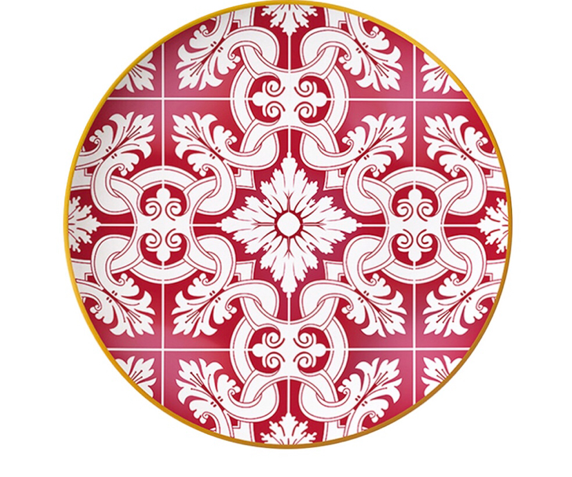High-End Bone China Tableware Western Food Plate Ceramic Light Luxury Red Blue and White Decoration 12-Inch 10.5-Inch 8-Inch and 6-Inch High-End Bone China Tableware Western Food Plate Ceramic Light Luxury Red Blue and White Decoration 12-Inch 10.5-Inch 8-Inch and 6-Inch