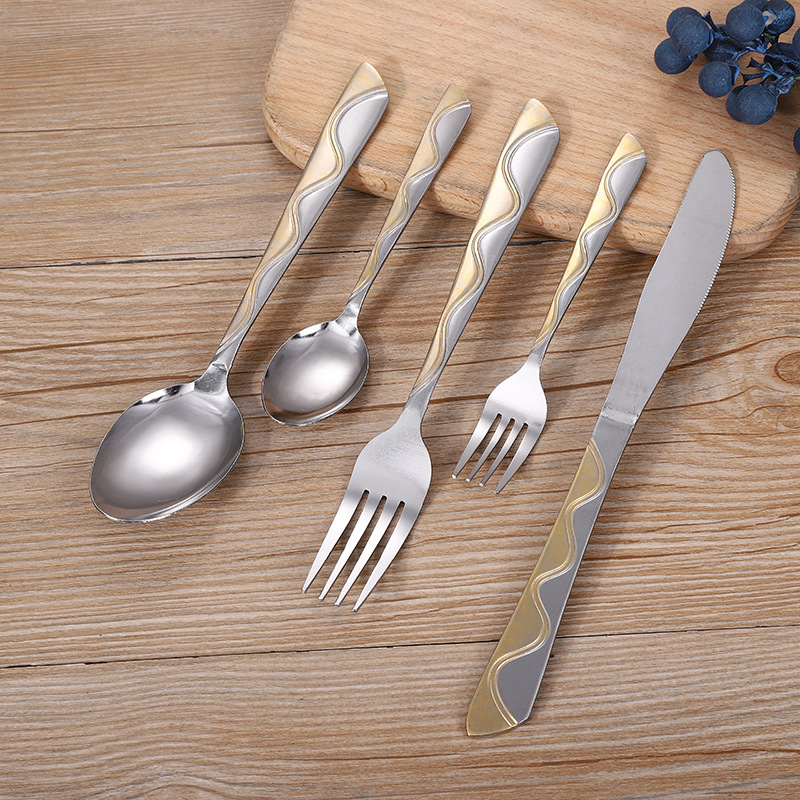 Factory Direct Sales Stainless Steel Spoon Tableware Portable Stainless Steel Spoon Sub-Fork Steak Knife Set Factory Direct Sales Stainless Steel Spoon Tableware Portable Stainless Steel Spoon Sub-Fork Steak Knife Set