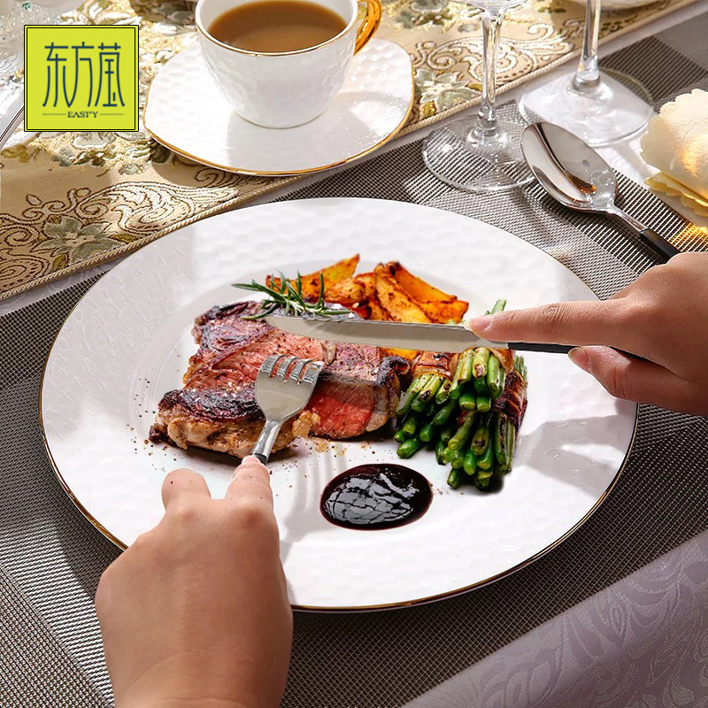 Oriental Ying Bone China Western Tableware Table Bone China Dinner Plate Bone China Steak Plate Model Room Tableware Ceramic Dinner Plate