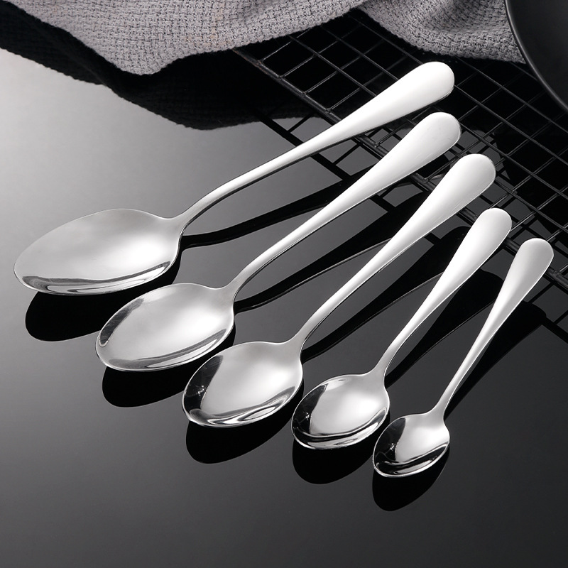 Round Handle 1010 Series Tableware Stainless Steel Tip Spoon Small Spoon Coffee Spoon Ice Tip Spoon Eating Spoon Spoon