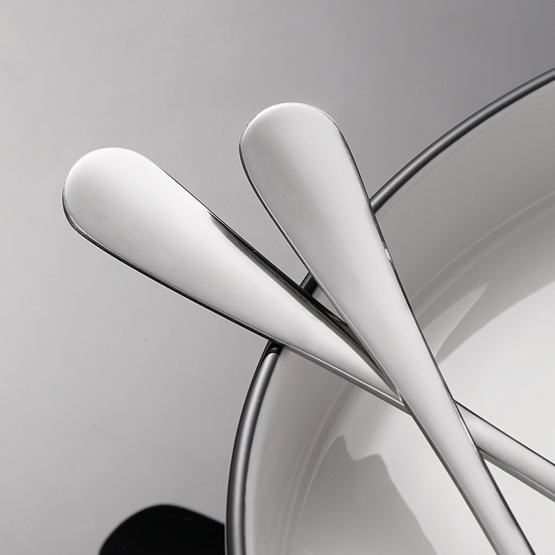 Round Handle 1010 Series Tableware Stainless Steel Tip Spoon Small Spoon Coffee Spoon Ice Tip Spoon Eating Spoon Spoon