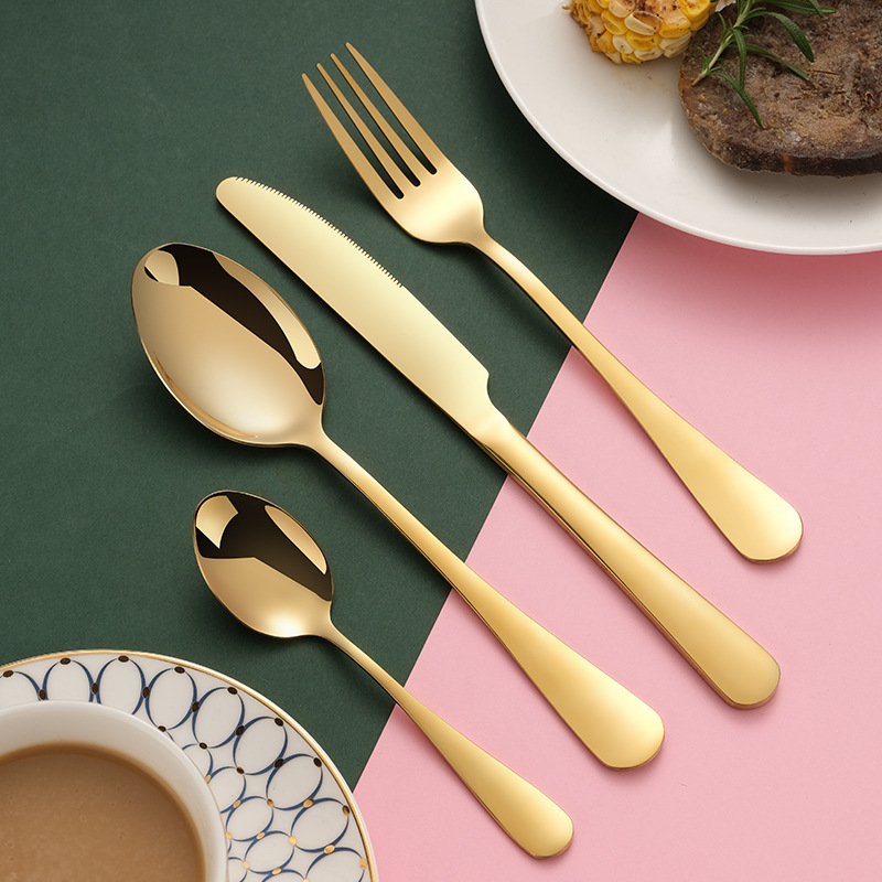 1010 Stainless Steel Tableware Simple Steak Knife, Fork and Spoon 24-Piece Set Combination Gift Box Set Factory Direct Supply Can Be Customized