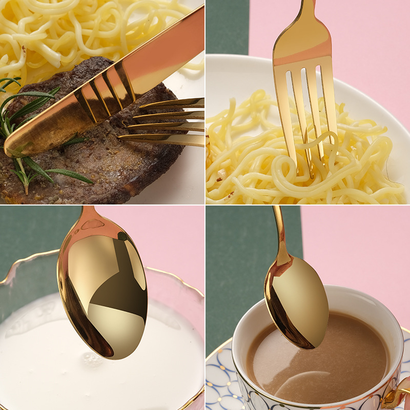 1010 Stainless Steel Tableware Simple Steak Knife, Fork and Spoon 24-Piece Set Combination Gift Box Set Factory Direct Supply Can Be Customized