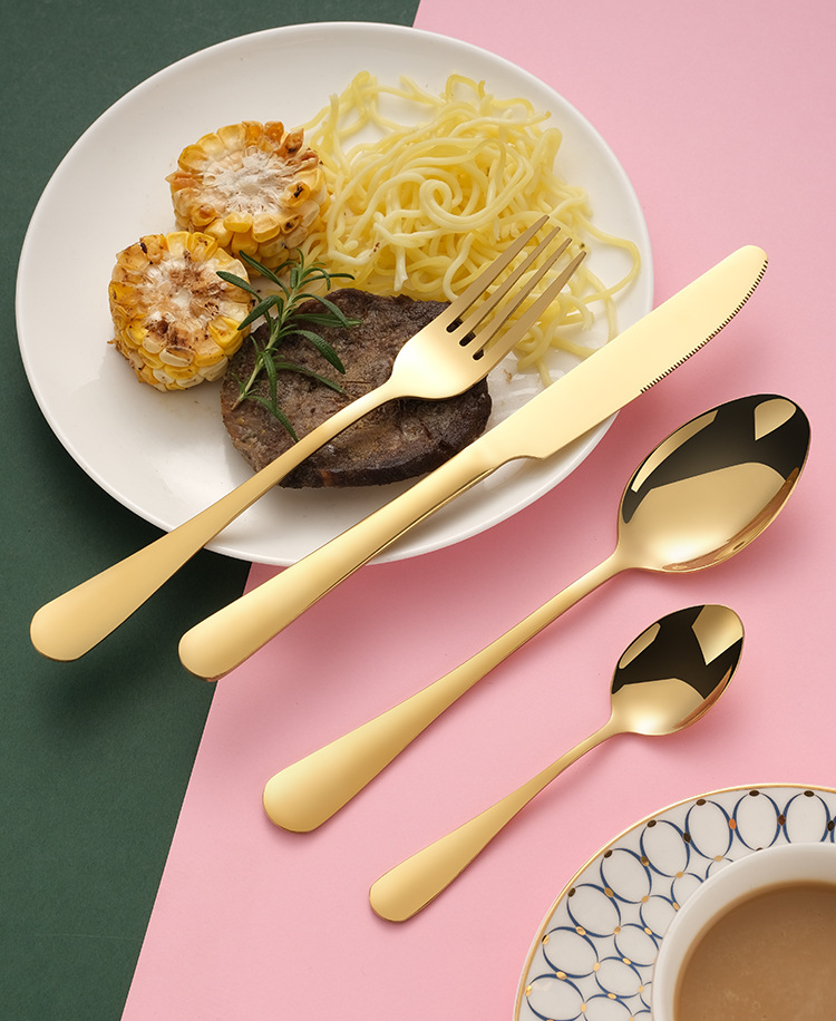 1010 Stainless Steel Tableware Simple Steak Knife, Fork and Spoon 24-Piece Set Combination Gift Box Set Factory Direct Supply Can Be Customized
