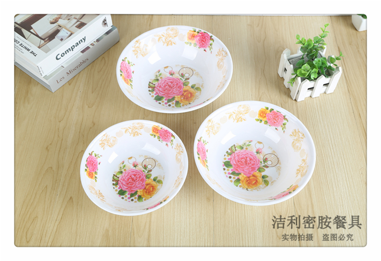 Jie Li Melamine Tableware Honor Produced Multi-Specification Color Printing Pattern Melamine Tableware Imitation Porcelain Large Noodle Bowl