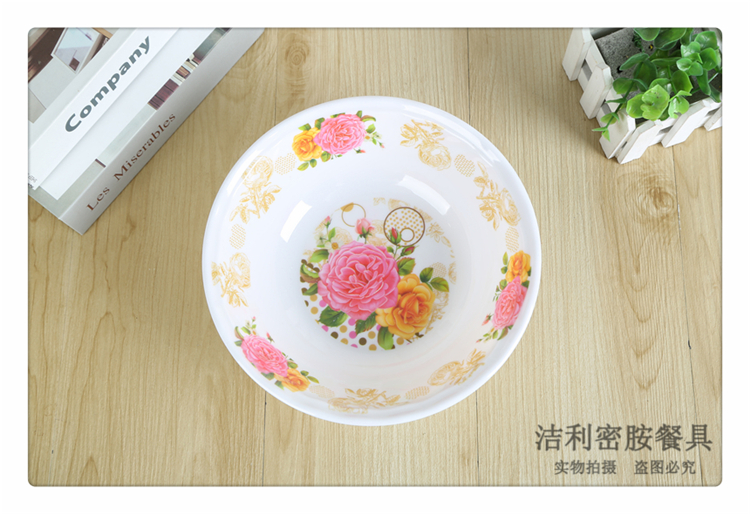 Jie Li Melamine Tableware Honor Produced Multi-Specification Color Printing Pattern Melamine Tableware Imitation Porcelain Large Noodle Bowl
