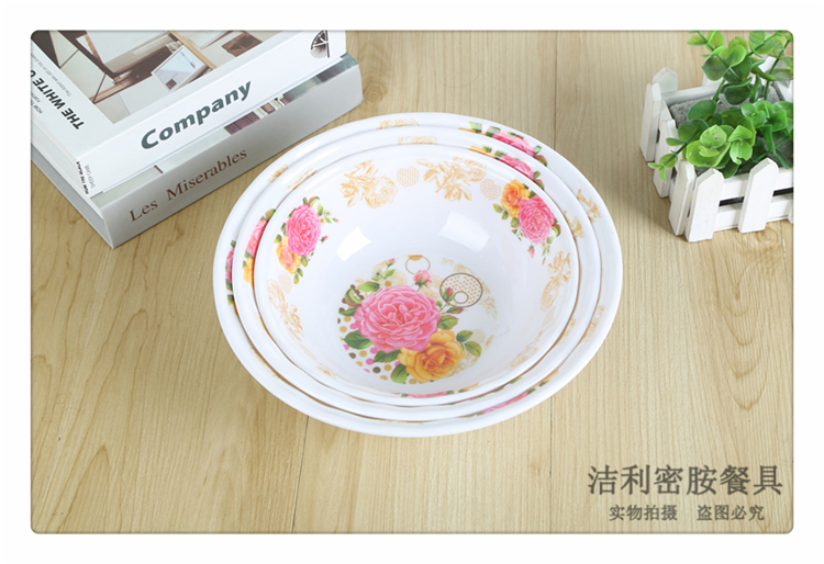 Jie Li Melamine Tableware Honor Produced Multi-Specification Color Printing Pattern Melamine Tableware Imitation Porcelain Large Noodle Bowl
