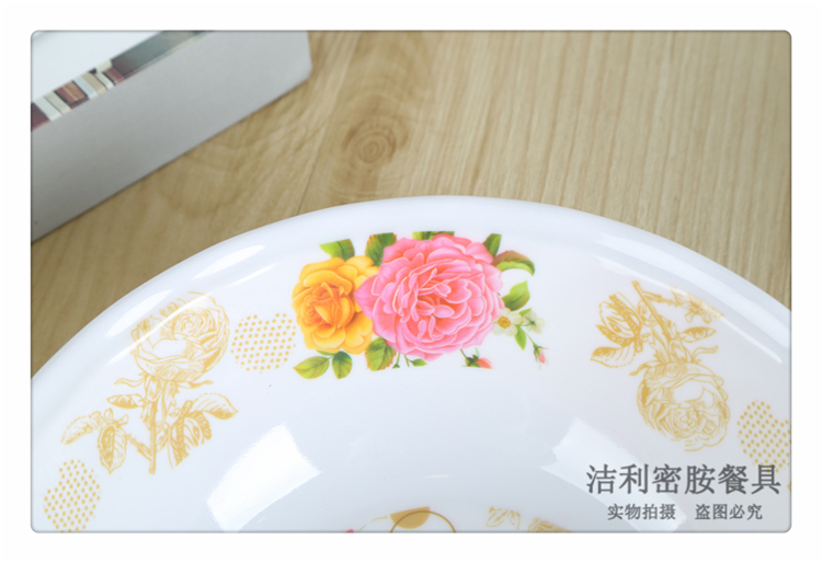 Jie Li Melamine Tableware Honor Produced Multi-Specification Color Printing Pattern Melamine Tableware Imitation Porcelain Large Noodle Bowl