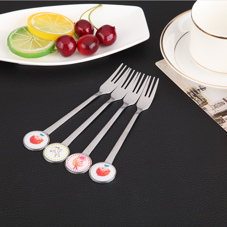 Epoxy Children &#039;S Fork High Quality Stainless Steel Fruit Fork Stainless Steel Gift Fork Set Cake Fork