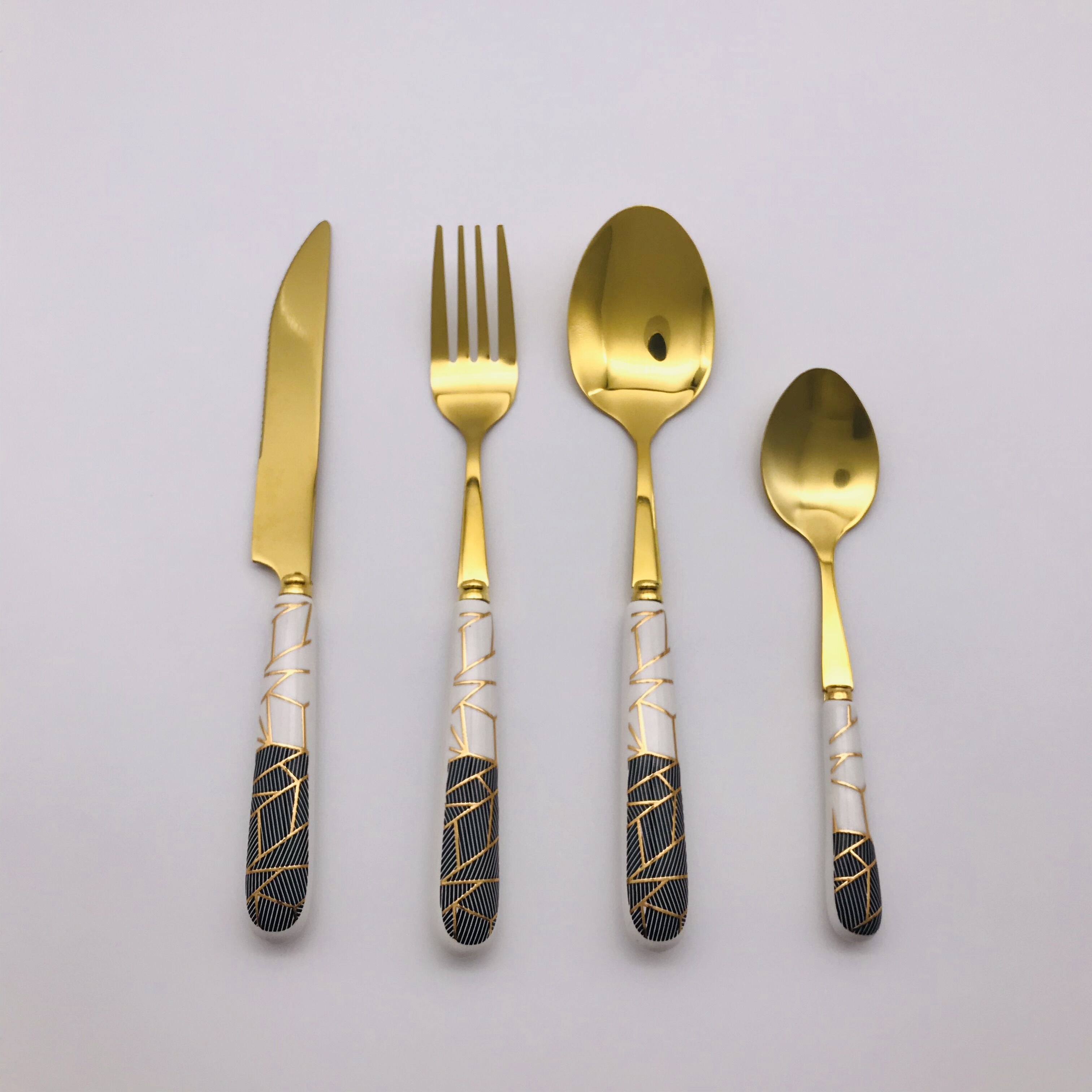 Stainless Steel Porcelain Handle Nordic Western Food Tableware Set Household Western Style Boxed Knife, Fork and Spoon Gift with Shelf