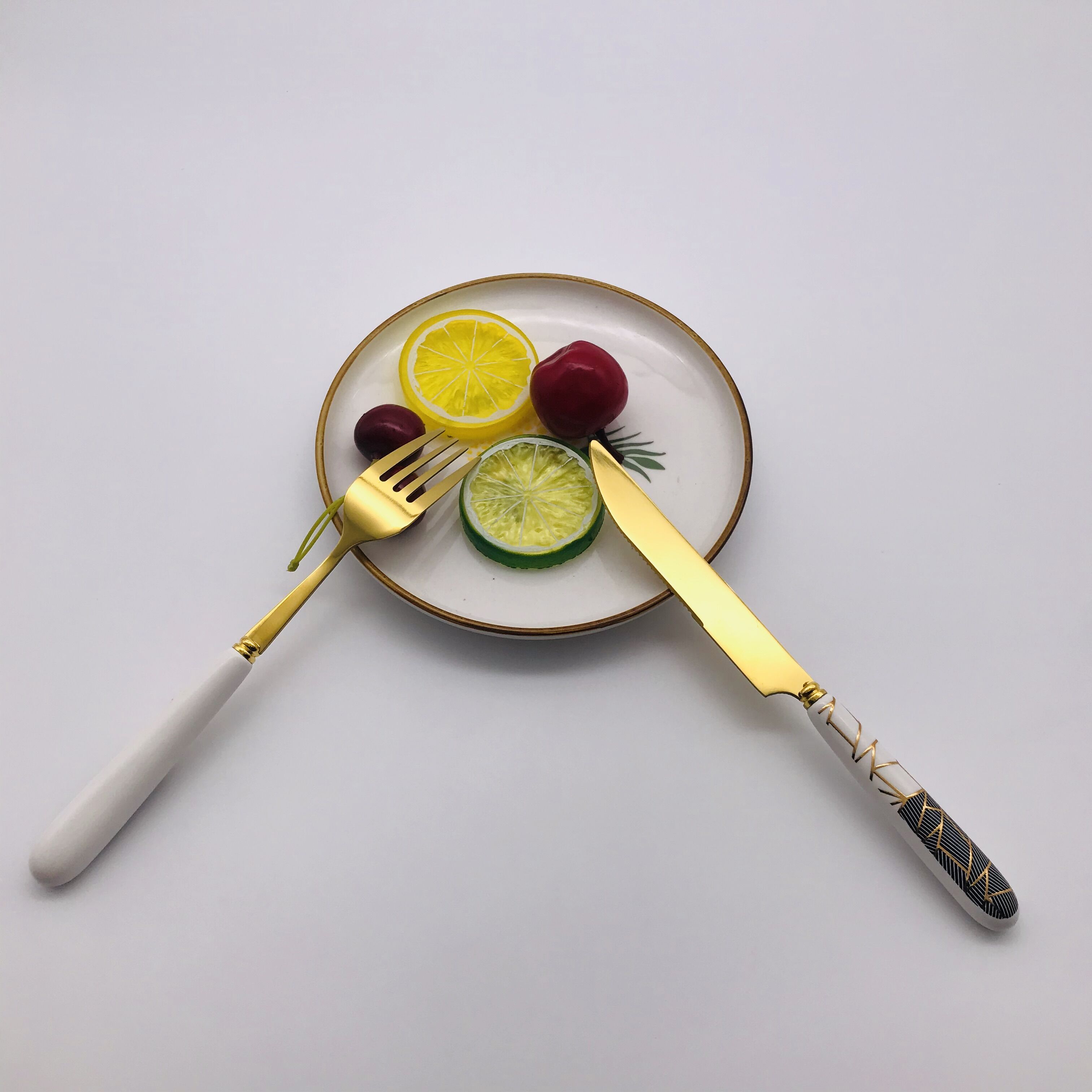 Stainless Steel Porcelain Handle Nordic Western Food Tableware Set Household Western Style Boxed Knife, Fork and Spoon Gift with Shelf