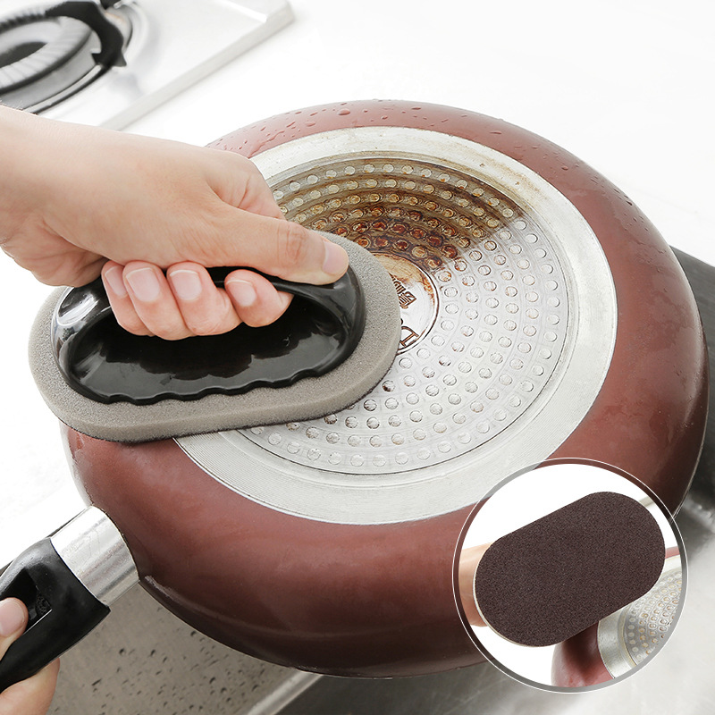 2, 493 Nanometer Emery sponge with handle to scrub the kitchen, decontamine, Clean, brush the dishes, wash 
