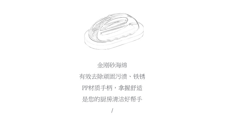 2, 493 Nanometer Emery sponge with handle to scrub the kitchen, decontamine, Clean, brush the dishes, wash 