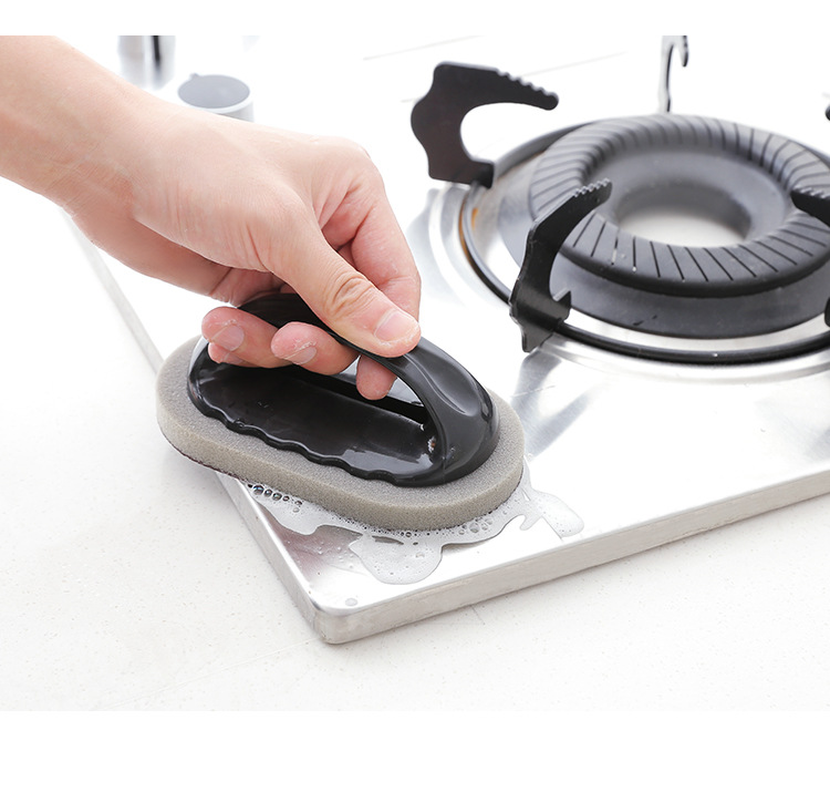 2, 493 Nanometer Emery sponge with handle to scrub the kitchen, decontamine, Clean, brush the dishes, wash 